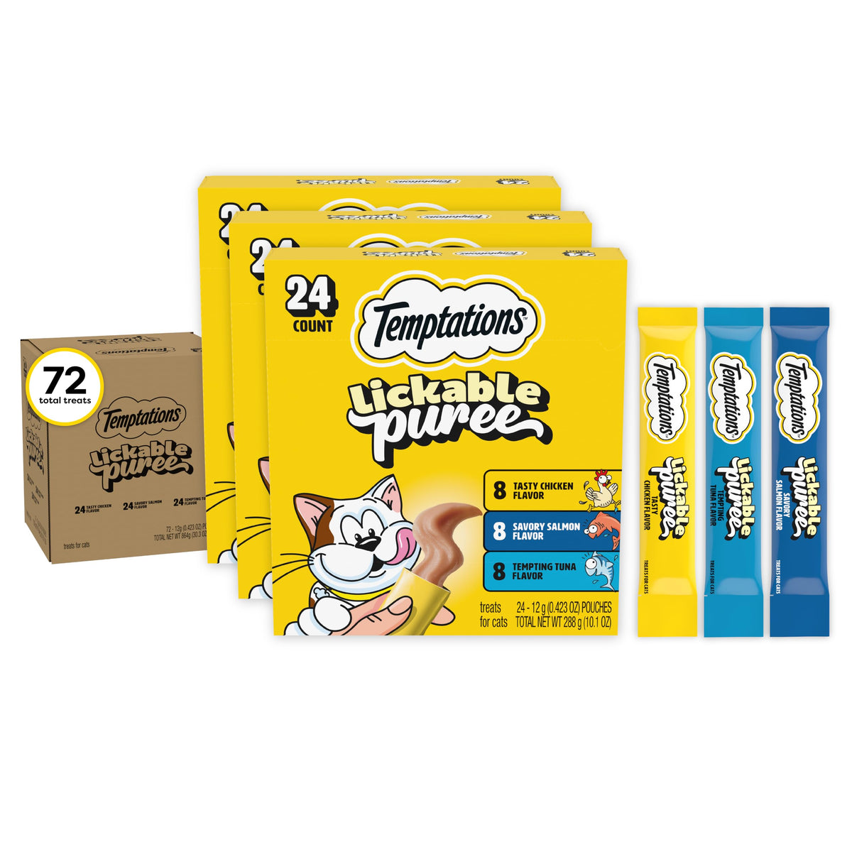 Temptations Creamy Puree Lickable Cat Treats, Beef Liver, 16 Count