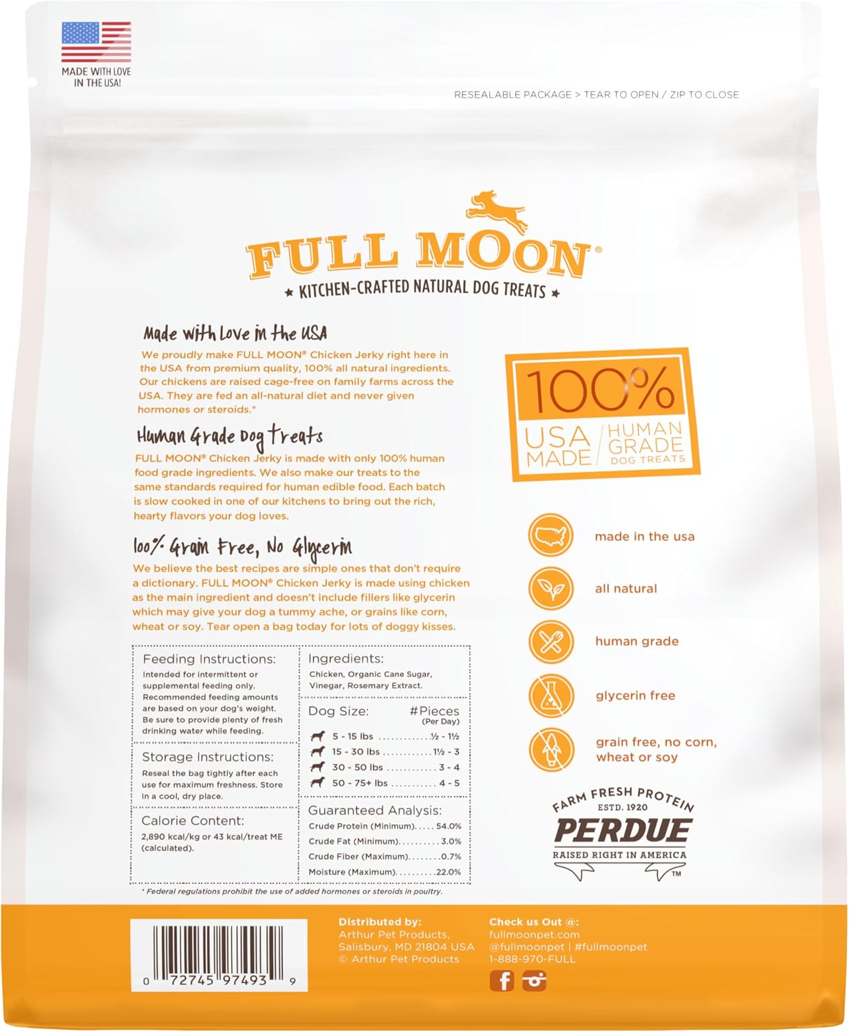 Full Moon Beef Jerky Healthy All Natural Dog Treats Human Grade Made in USA Grain Free 11 oz (Pack of 4)