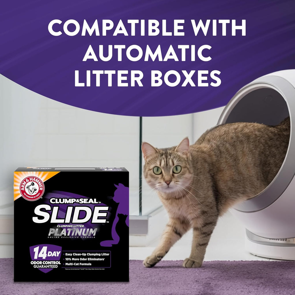ARM & HAMMER Slide Platinum Easy Clean-Up Clumping Cat Litter, 37 Lbs