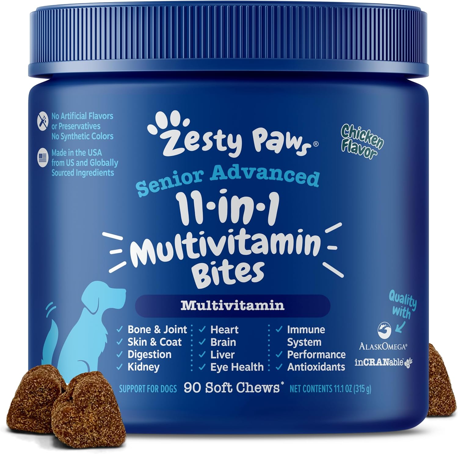 Zesty Paws Dog Vitamins - Dog Multivitamin Chews, Bison, 90 Ct