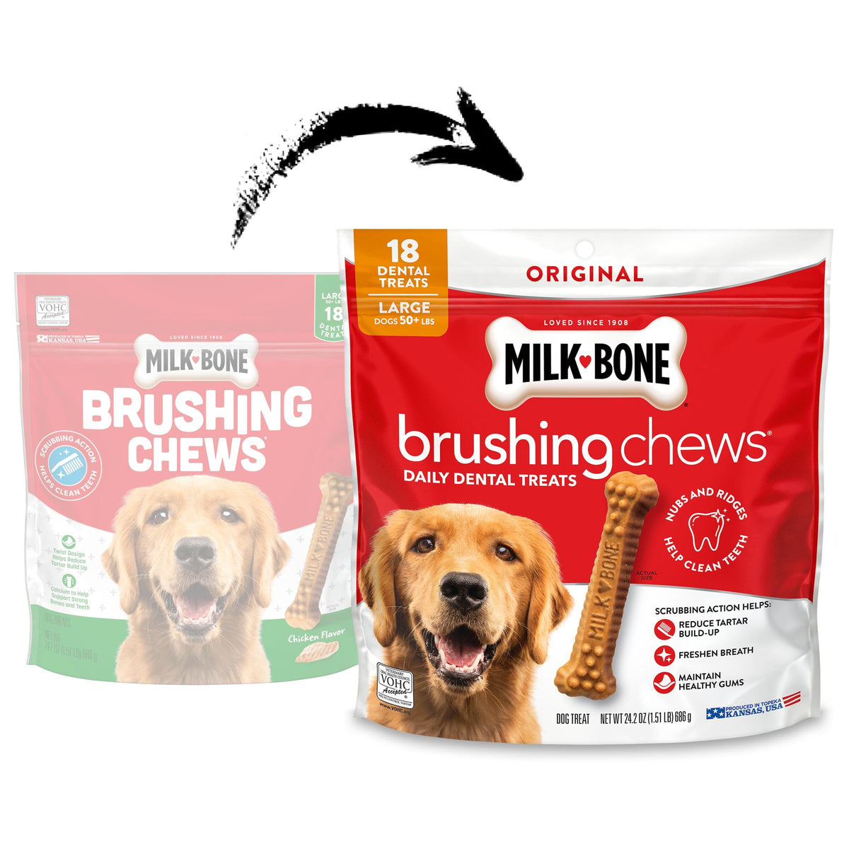 Milk-Bone Brushing Chews, Small/Medium, Original Flavor, 35 Dental Treats