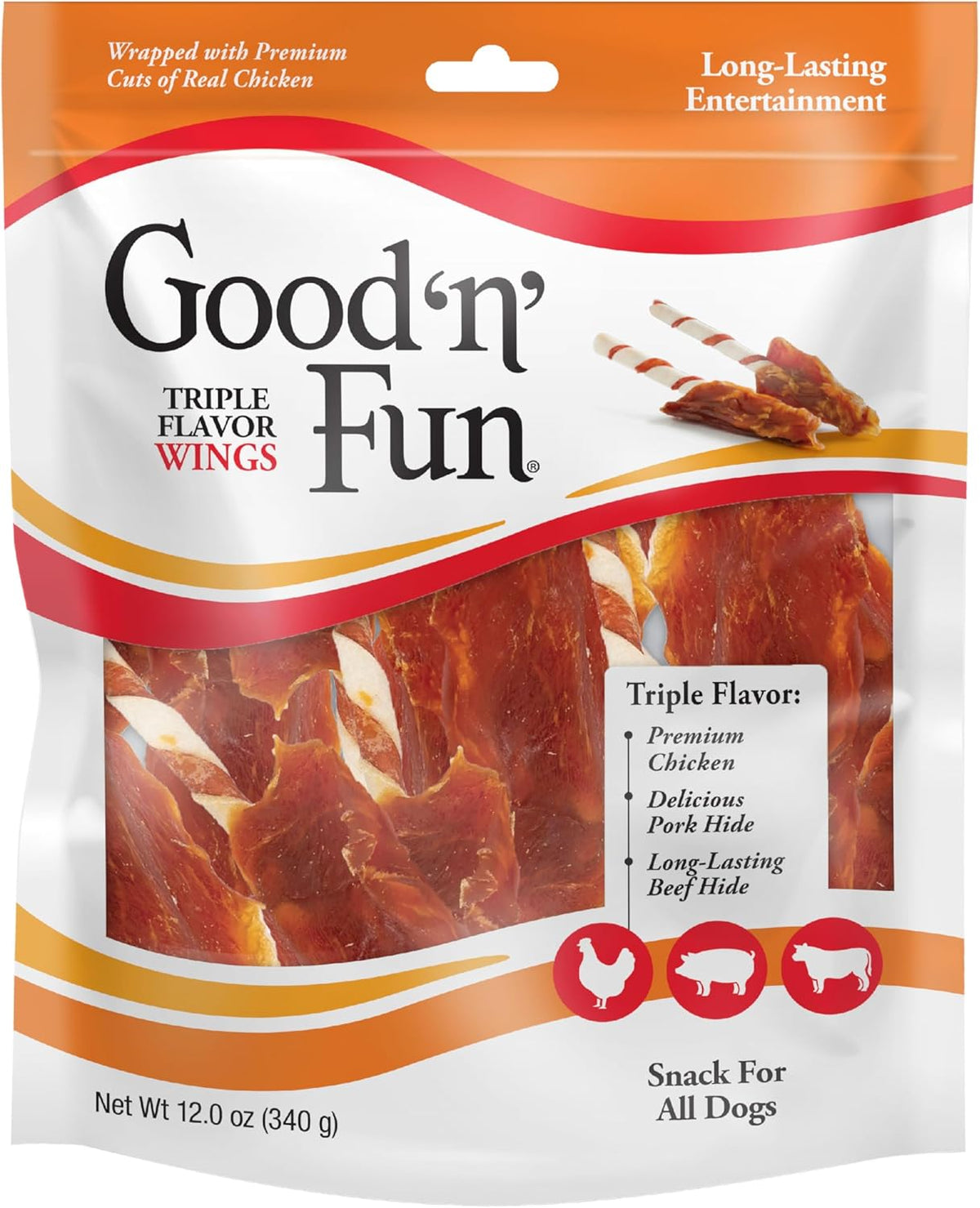 GOOD 'N' FUN Wings Long-Lasting Dog Treat Made with Real Protein, 24 oz