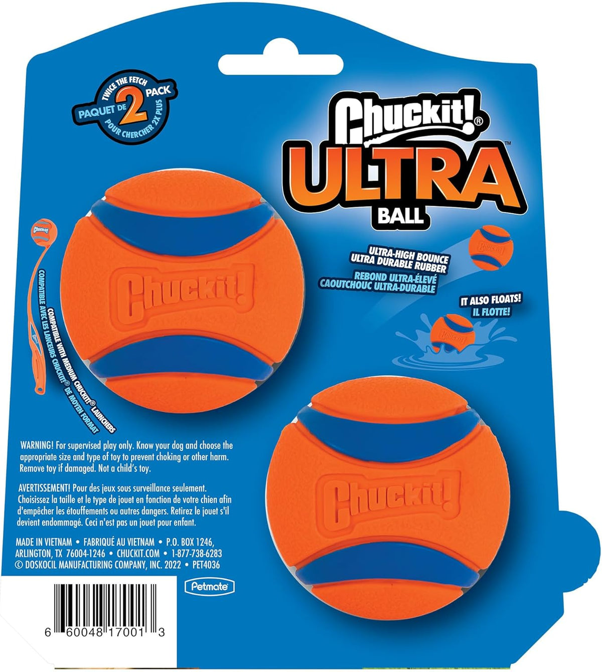 Chuckit! Ultra Ball Dog Toy, Durable Rubber, Medium 2.5-in, 2 Pack