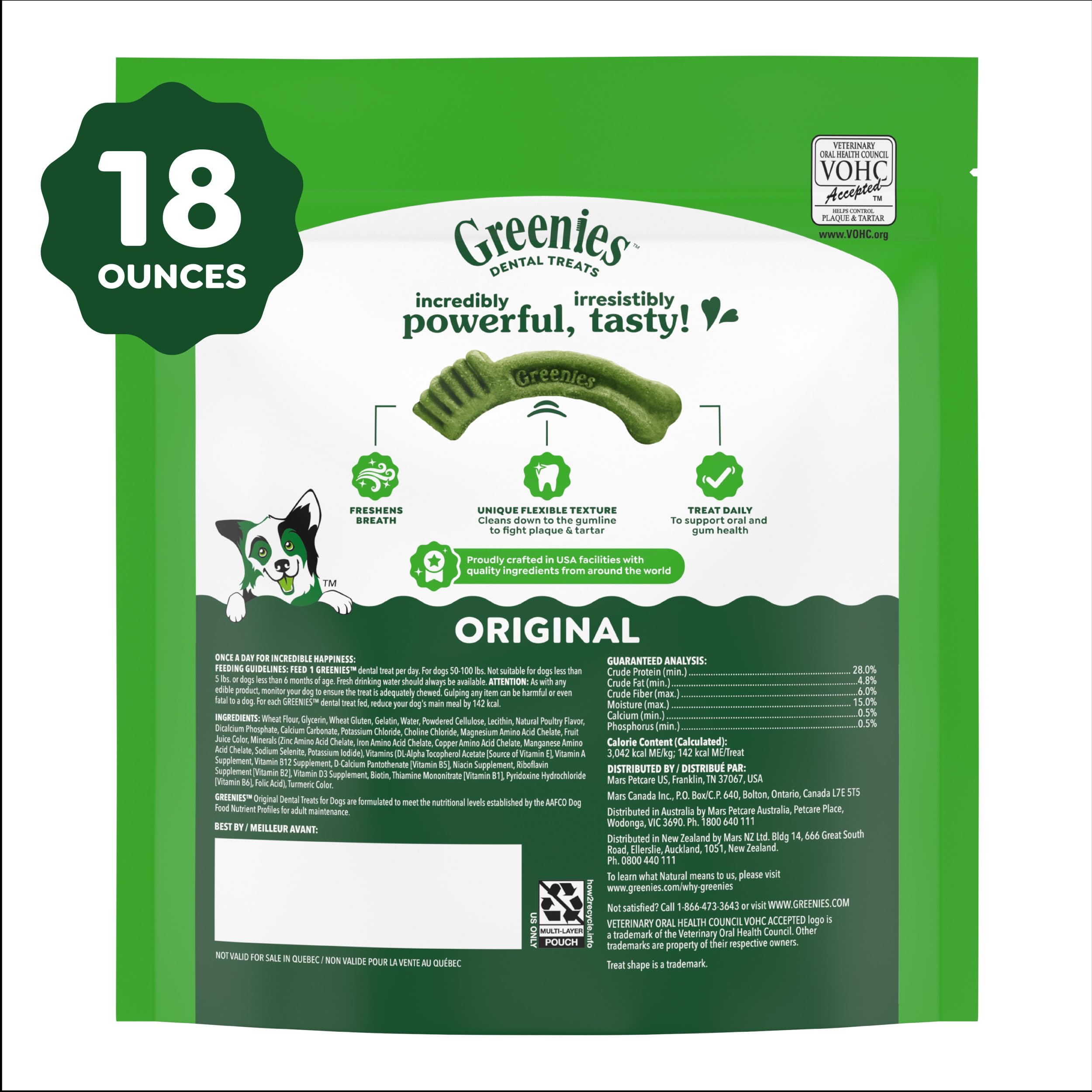 Greenies Large Natural Dental Dog Treats, Original Flavor, 17 Count