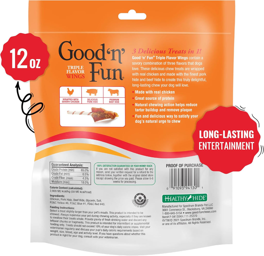 GOOD 'N' FUN Wings Long-Lasting Dog Treat Made with Real Protein, 24 oz