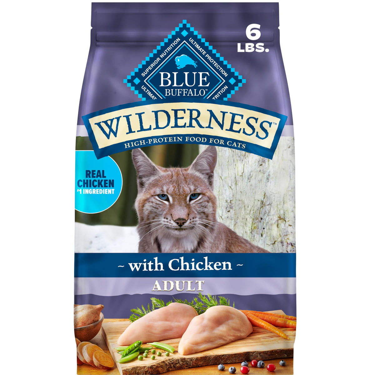 Blue Buffalo Wilderness Chicken Adult Dry Cat Food, Grain-Free, 12 lb