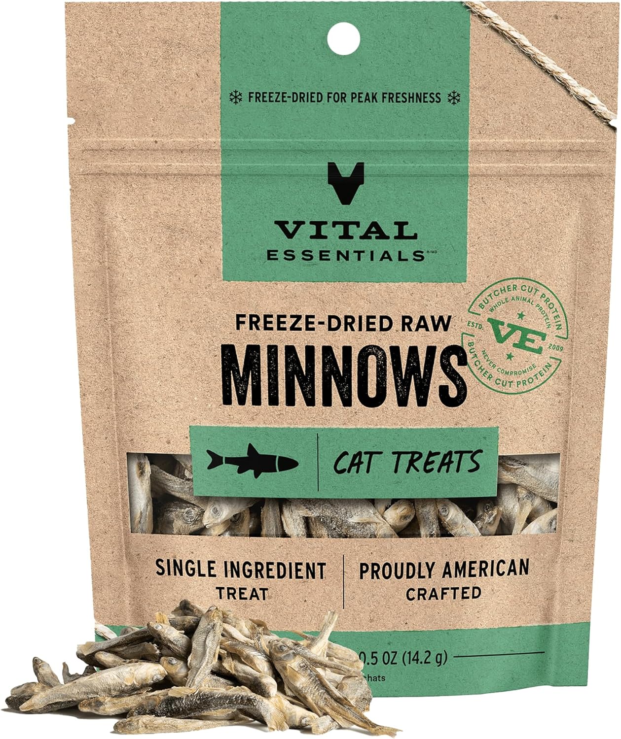 Vital Essentials Freeze Dried Minnows Cat Treats, 1.0 oz Bag