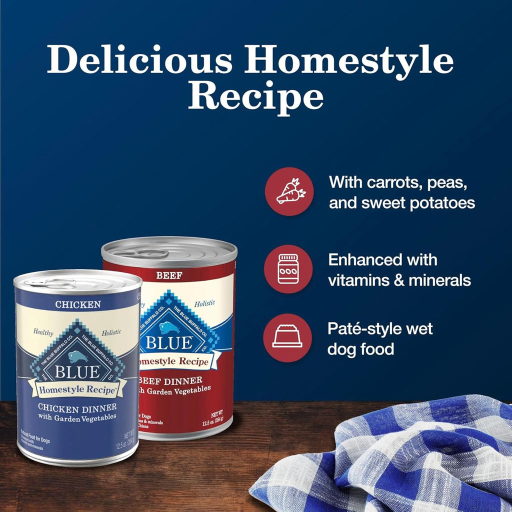 Blue Buffalo Homestyle Recipe Chicken Adult Wet Dog Food, 12.5 oz, 12 ct