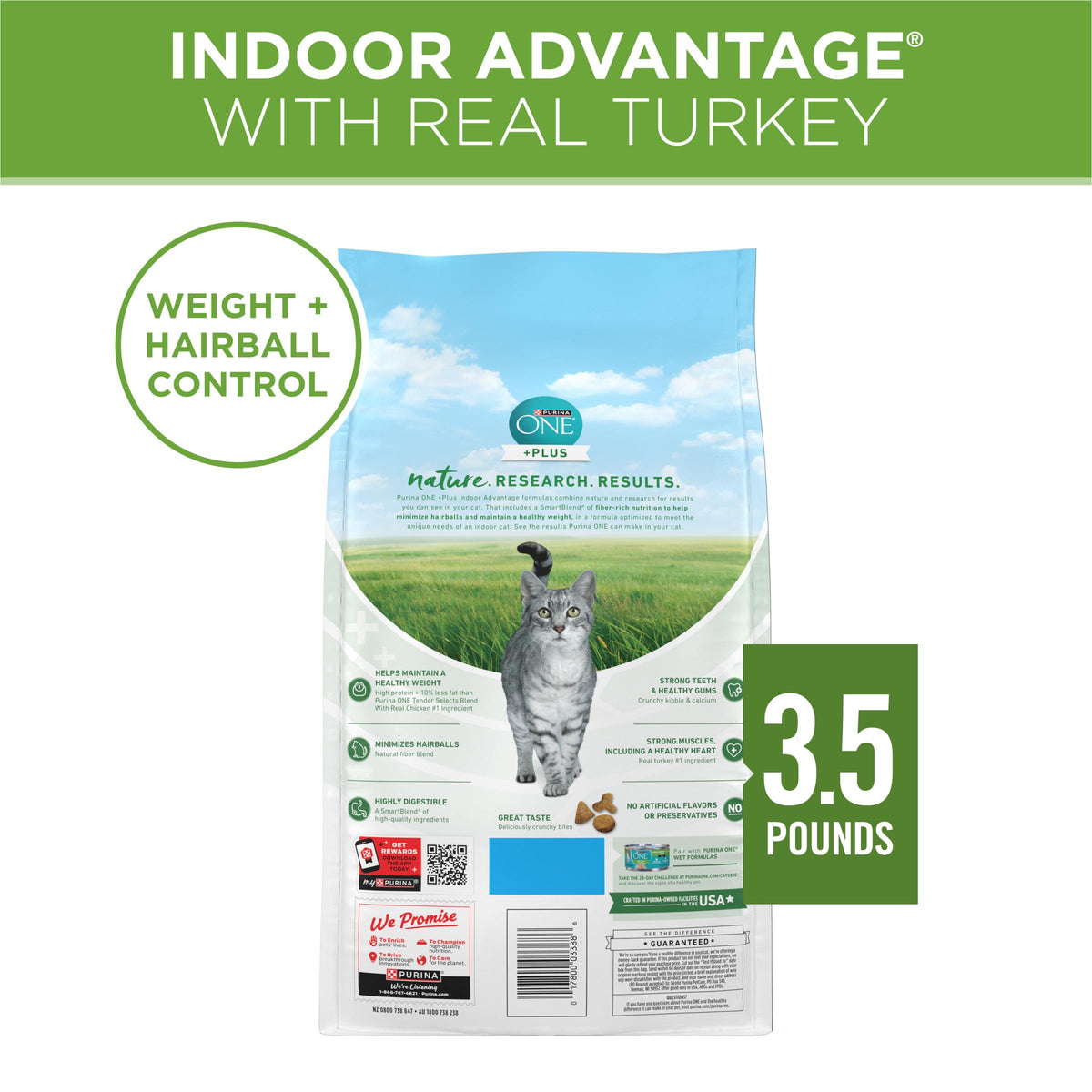 Purina ONE Indoor Advantage Weight Control Dry Cat Food, 16 lb Bag