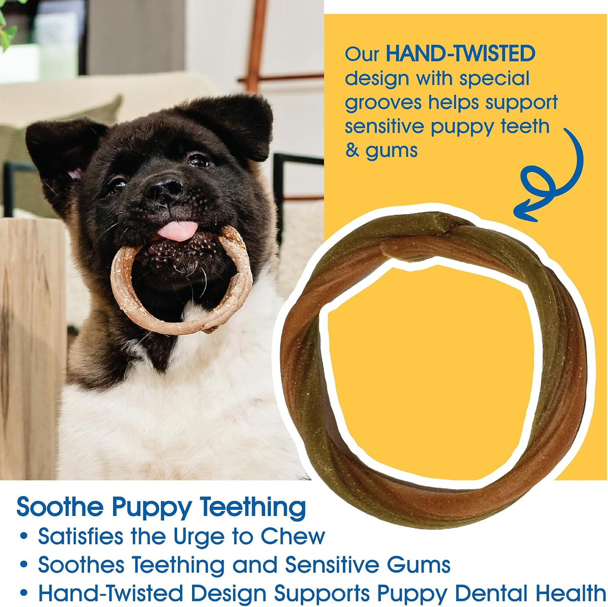 N-Bone Puppy Teething Rings, Chicken Flavor, Natural Puppy Teething Chews & Chew Treats, Helps Soothe Teething Gums, Calcium Enriched, 6 Rings
