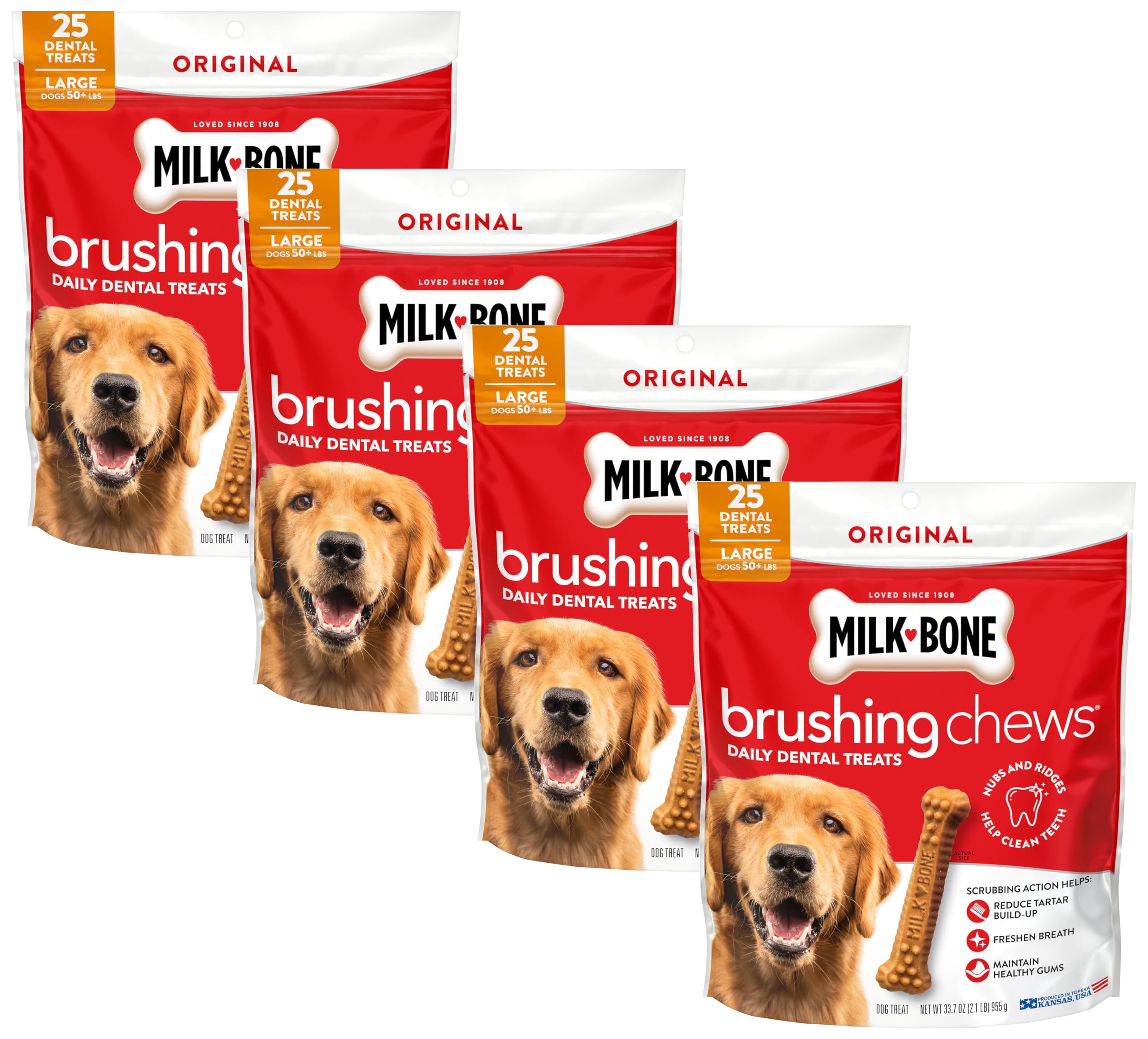Milk-Bone Brushing Chews, Small/Medium, Original Flavor, 35 Dental Treats