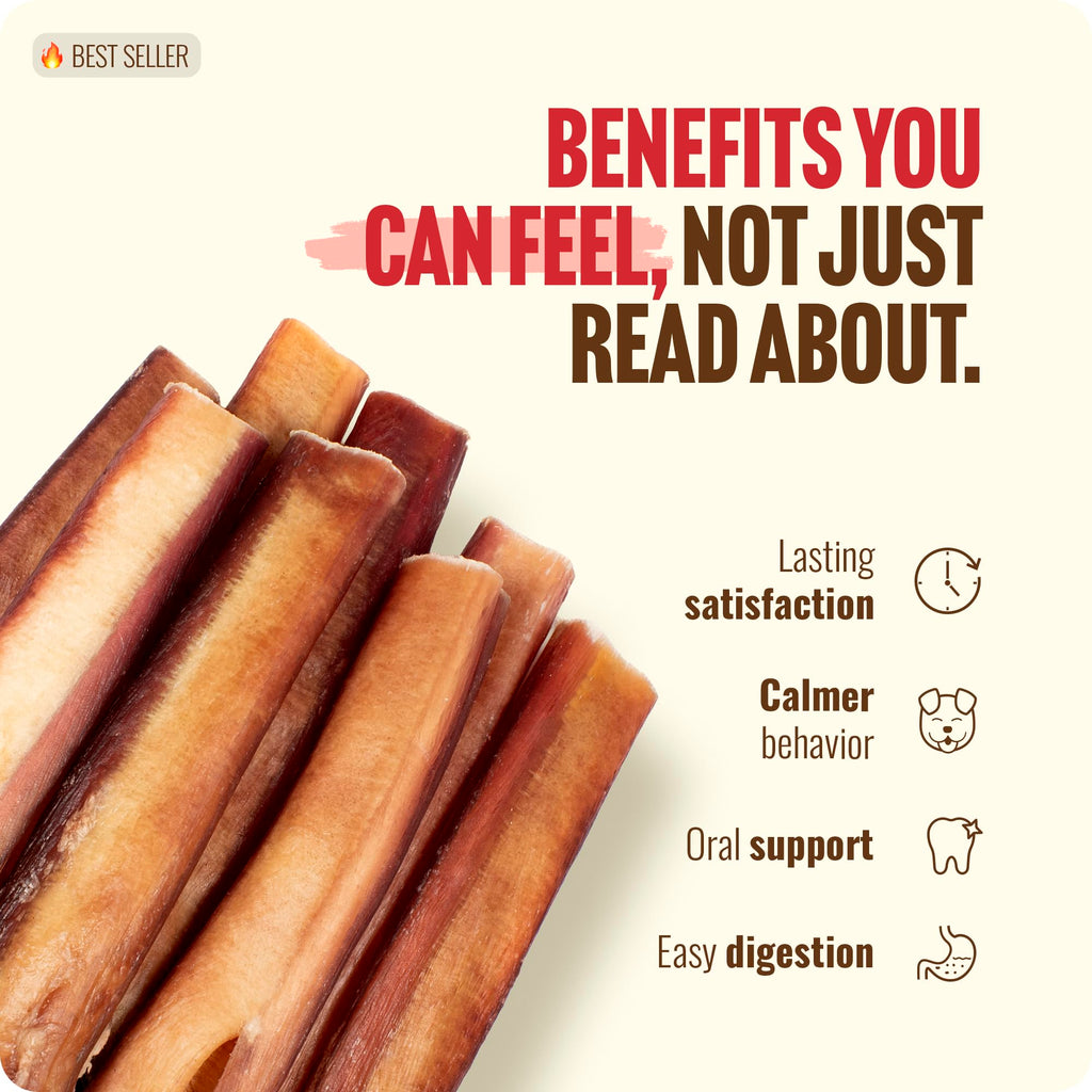 Natural Farm Odor-Free Bully Sticks (6 Inch, 25 count),1.3 lb. Bag, Fully Digestible 100% Beef Pizzle Chews,Grass-Fed, Non-GMO,Grain-Free, Natural Long-Lasting Chews for Small & Large Dogs. Pack of 25