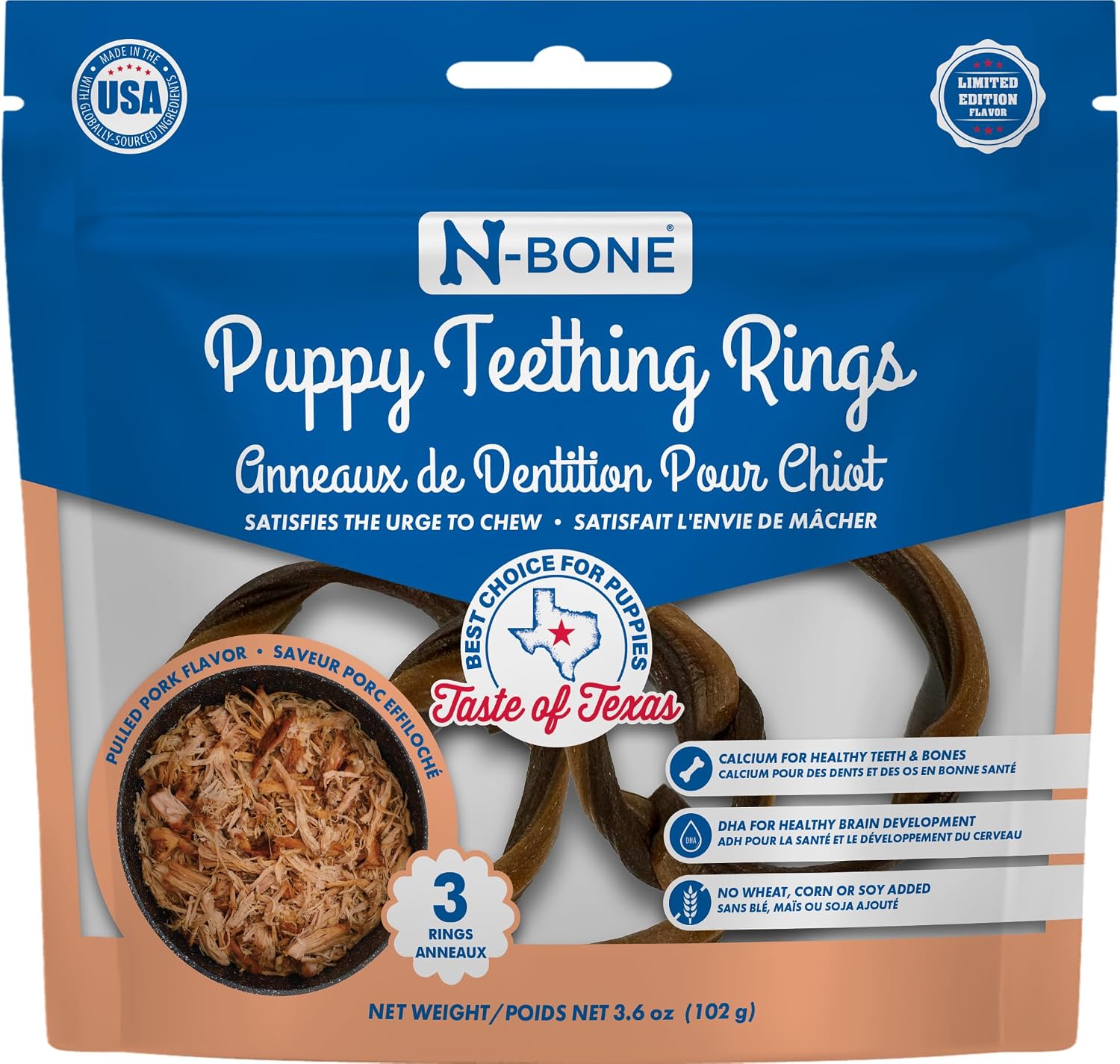 N-Bone Puppy Teething Rings, Chicken Flavor, Natural Puppy Teething Chews & Chew Treats, Helps Soothe Teething Gums, Calcium Enriched, 6 Rings
