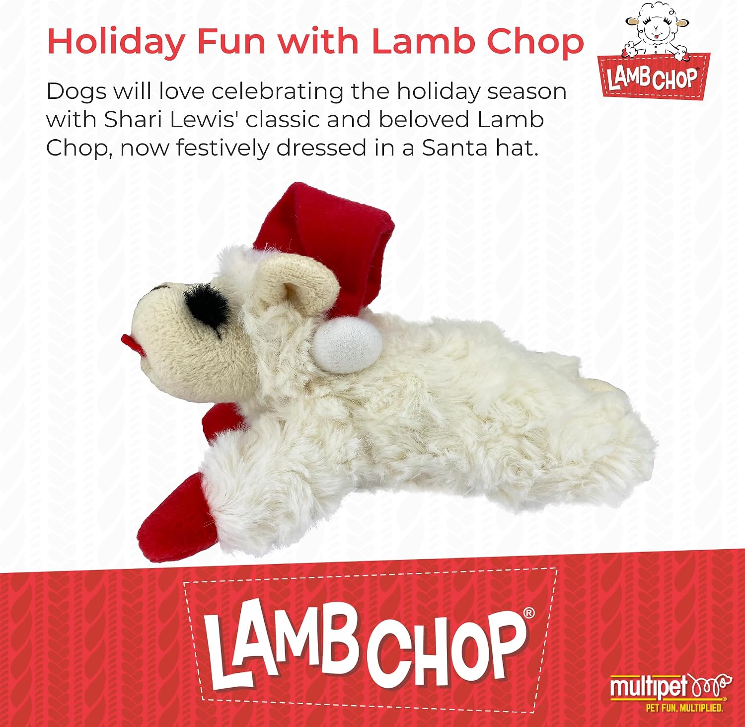 Multipet Lamb Chop Dog Plush Toy - Squeaky Toy for All Dogs - Extra Soft Plush - Stuffed Animal Dog Toy for Cuddling & Playing - Cute Pet Toy (6", Cream)