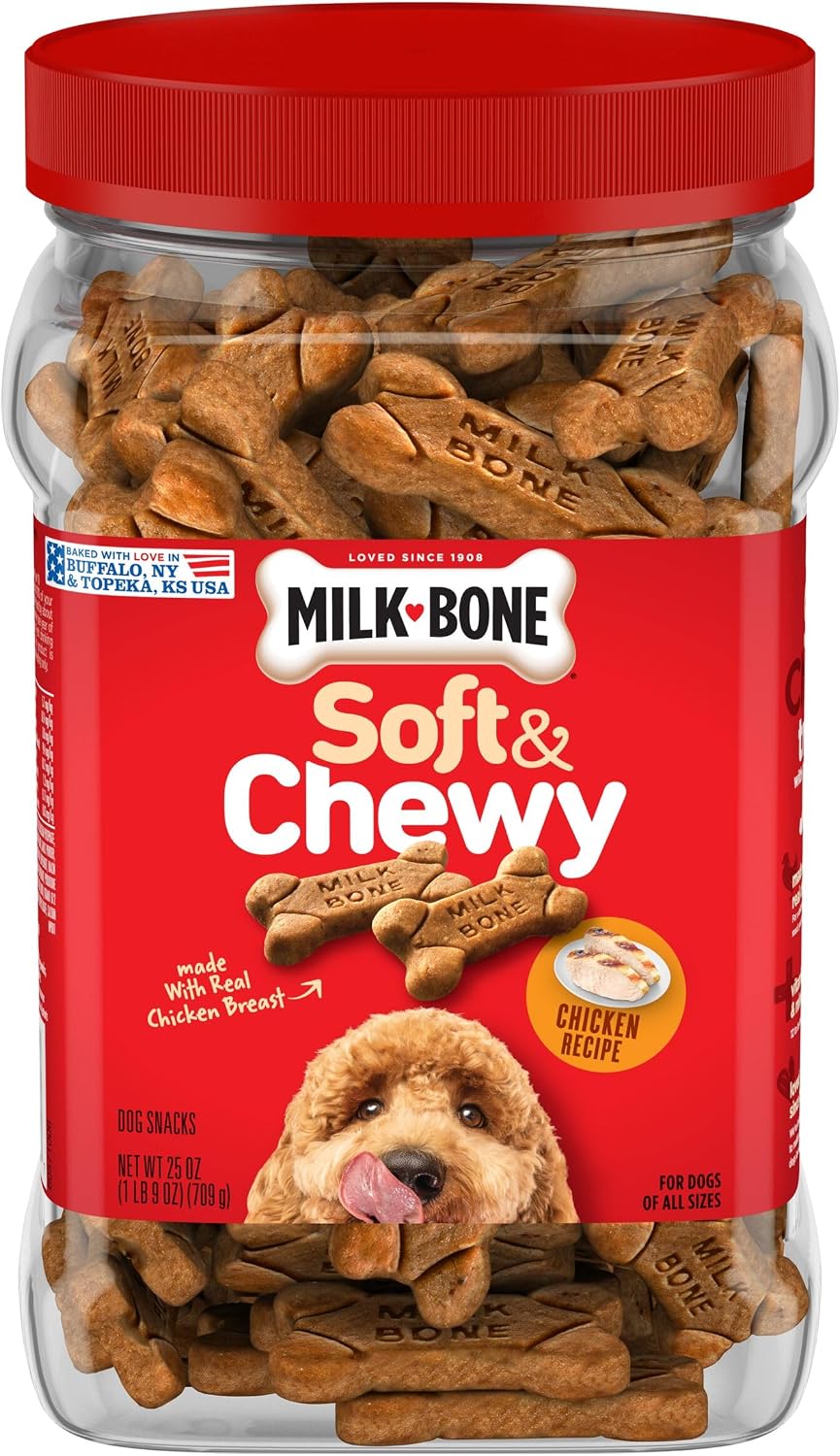 Milk-Bone Soft & Chewy Dog Treats, 25 Oz. Canister
