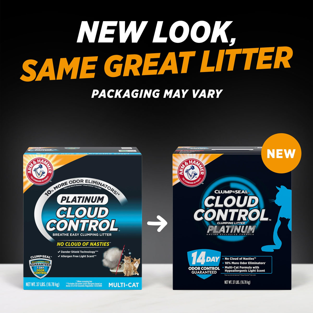 ARM & HAMMER Slide Platinum Easy Clean-Up Clumping Cat Litter, 37 Lbs
