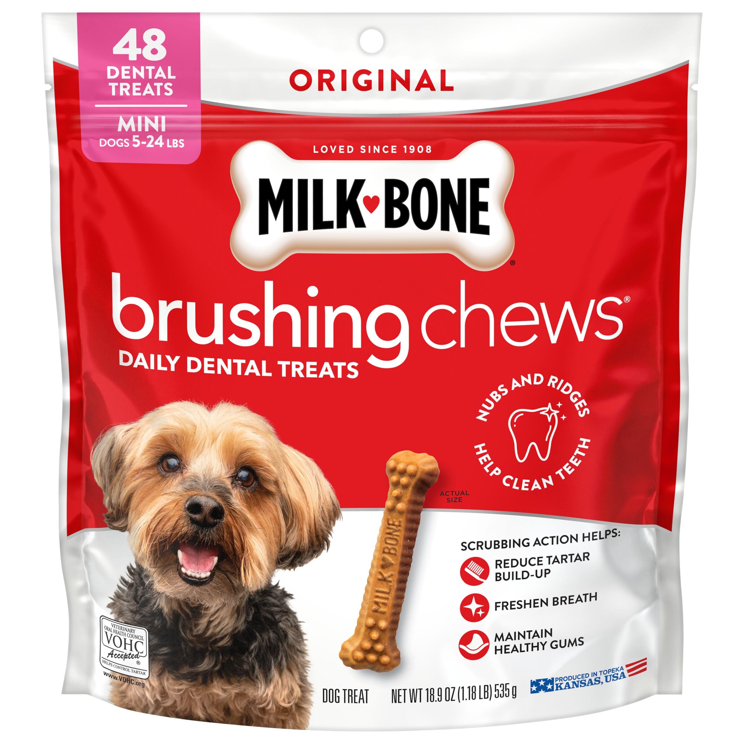 Milk-Bone Brushing Chews, Small/Medium, Original Flavor, 35 Dental Treats
