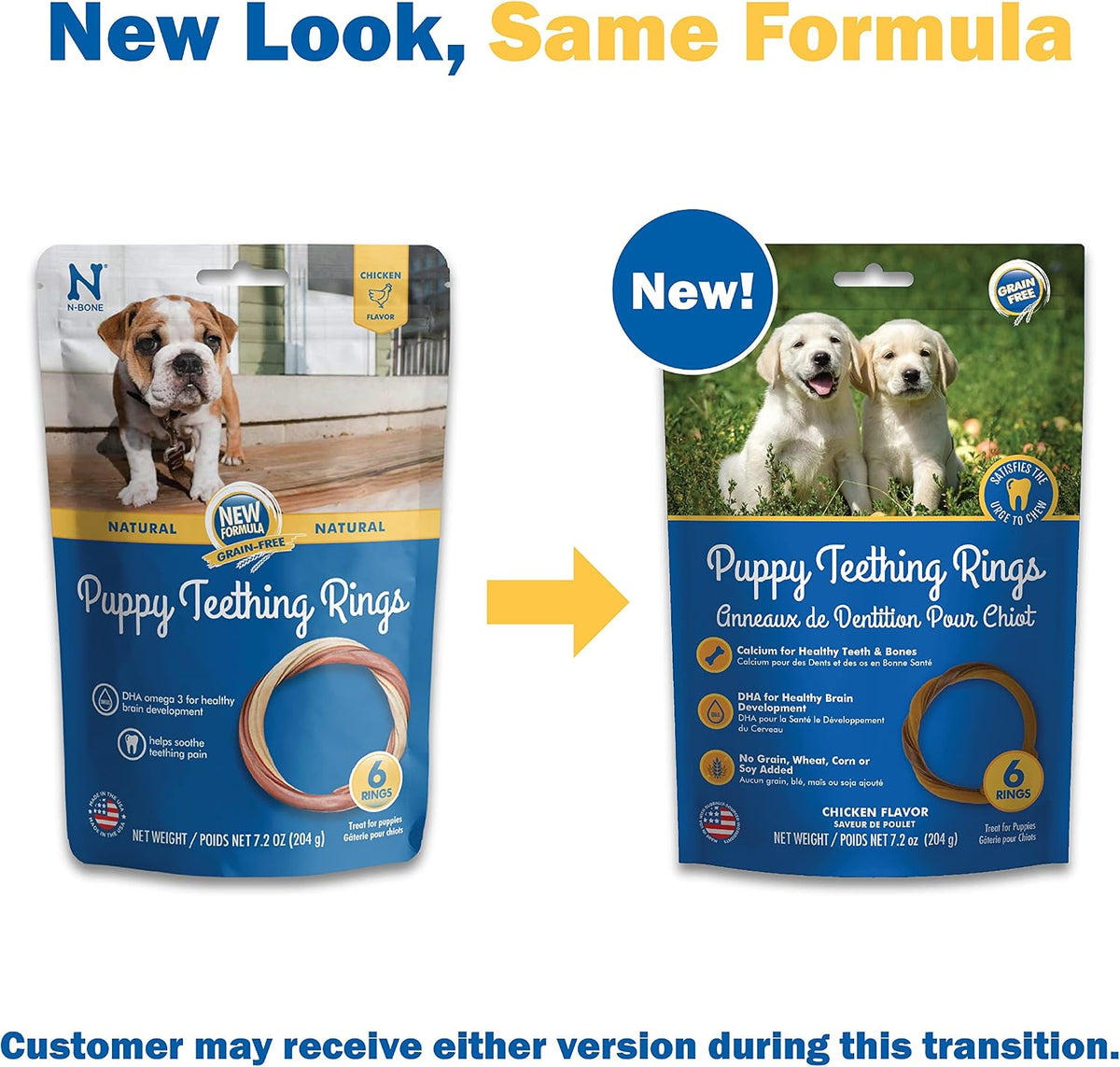 N-Bone Puppy Teething Rings, Chicken Flavor, Natural Puppy Teething Chews & Chew Treats, Helps Soothe Teething Gums, Calcium Enriched, 6 Rings