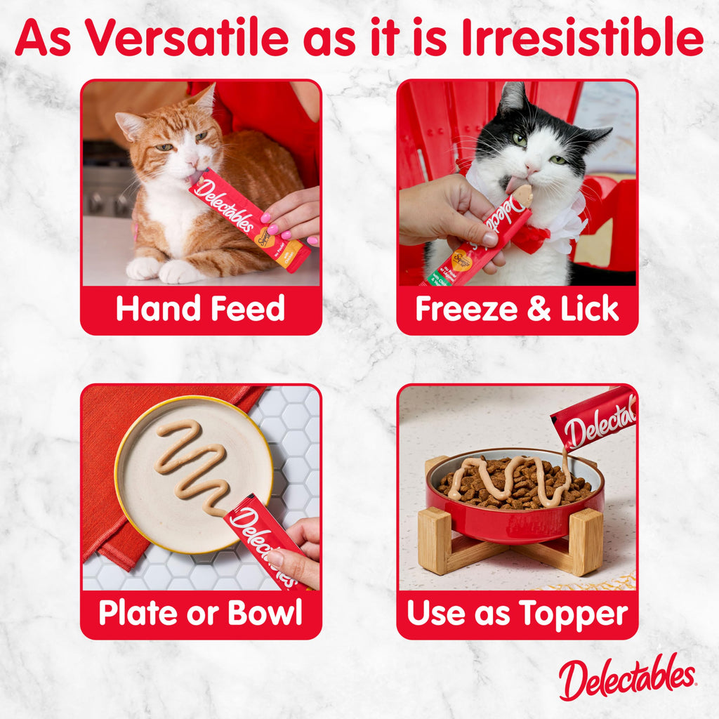 Delectables Squeeze Up Variety Pack, Creamy Squeezable Puree, Lickable Wet Cat Treats, Grain Free, No Added Fillers, No by-Products, No Added Preservatives, 0.5 Ounces Tube, 20 Tubes Total