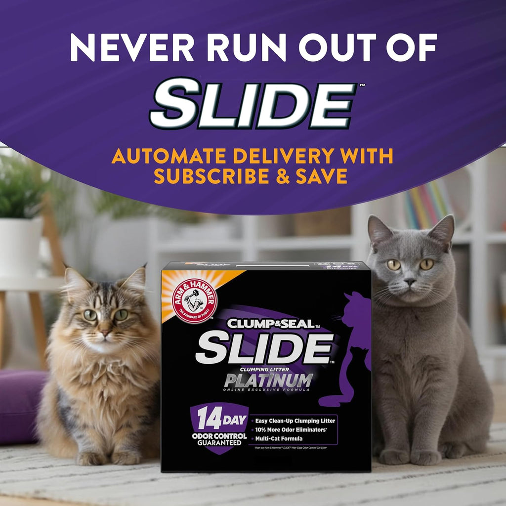 ARM & HAMMER Slide Platinum Easy Clean-Up Clumping Cat Litter, 37 Lbs