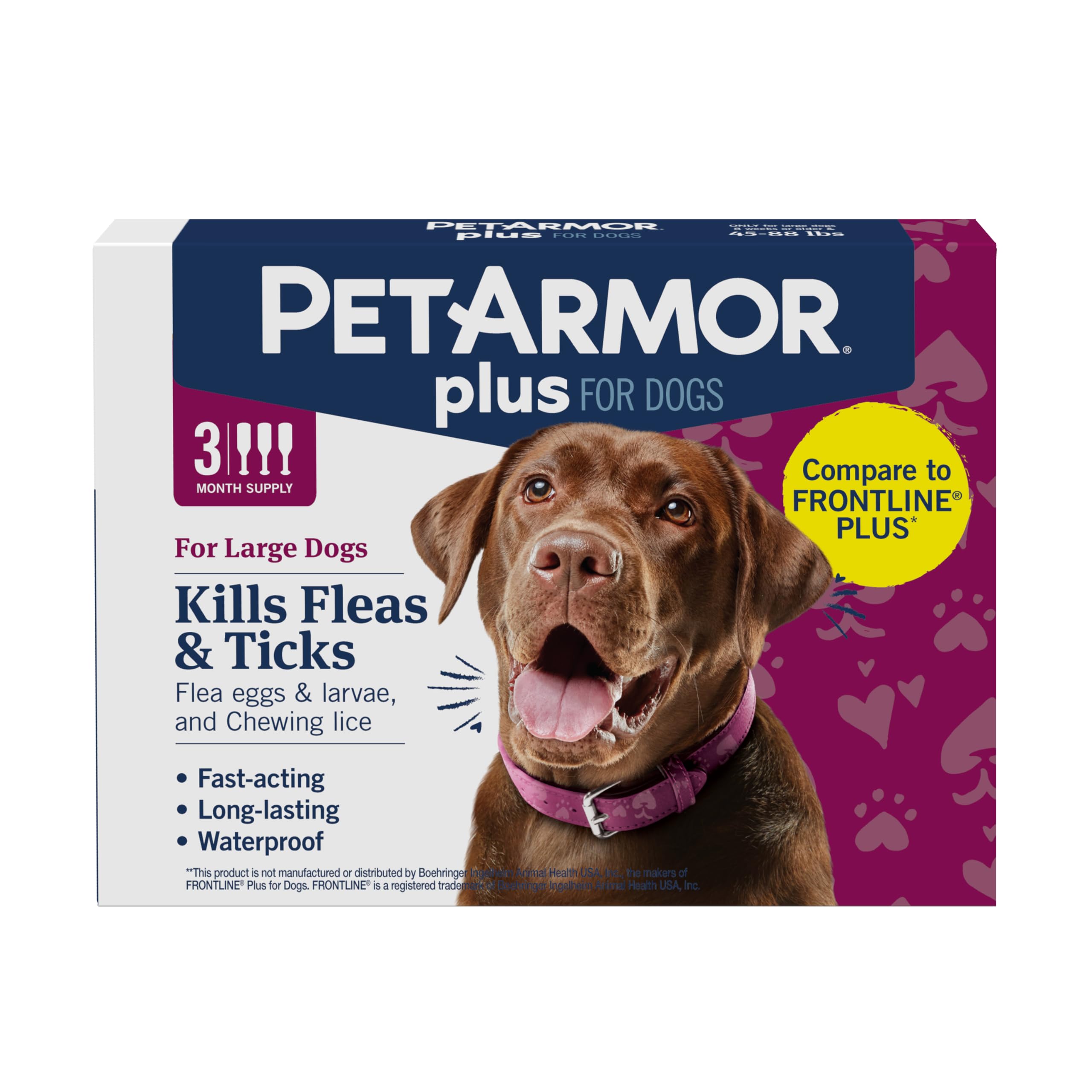 PetArmor Plus Flea and Tick Prevention for Cats, Cat Flea and Tick Treatment, 3 Doses, Waterproof Topical, Fast Acting, Cats Over 1.5 lbs