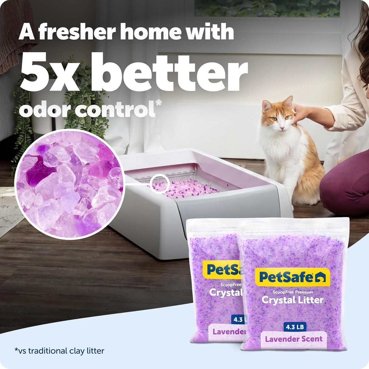 PetSafe ScoopFree Premium Crystal Litter, Lavender Scent, 4.3Lb Bag, 2 Pack