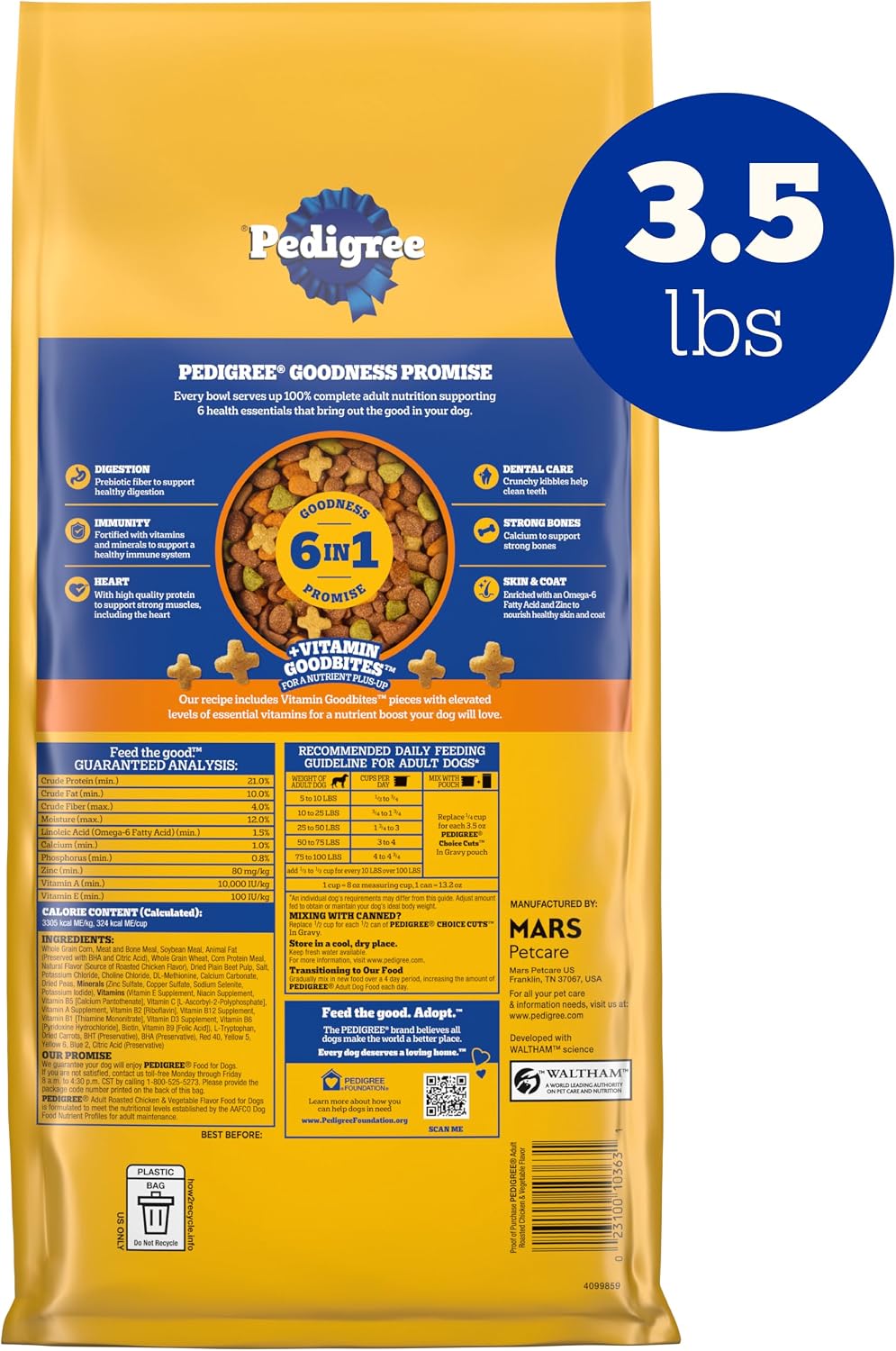 Pedigree Complete Nutrition Dry Dog Food, Chicken & Vegetable, 3.5 lb