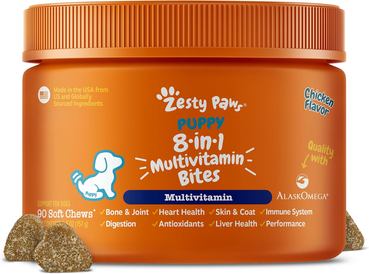 Zesty Paws Dog Vitamins - Dog Multivitamin Chews, Bison, 90 Ct