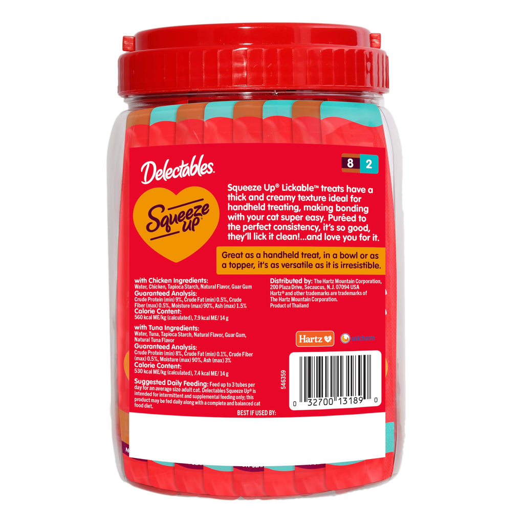 Delectables Squeeze Up Variety Pack, Creamy Squeezable Puree, Lickable Wet Cat Treats, Grain Free, No Added Fillers, No by-Products, No Added Preservatives, 0.5 Ounces Tube, 20 Tubes Total