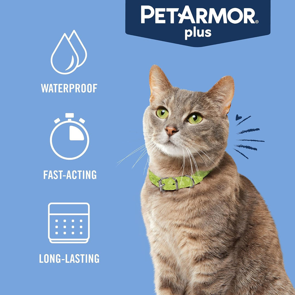 PetArmor Plus Flea and Tick Prevention for Cats, Cat Flea and Tick Treatment, 3 Doses, Waterproof Topical, Fast Acting, Cats Over 1.5 lbs