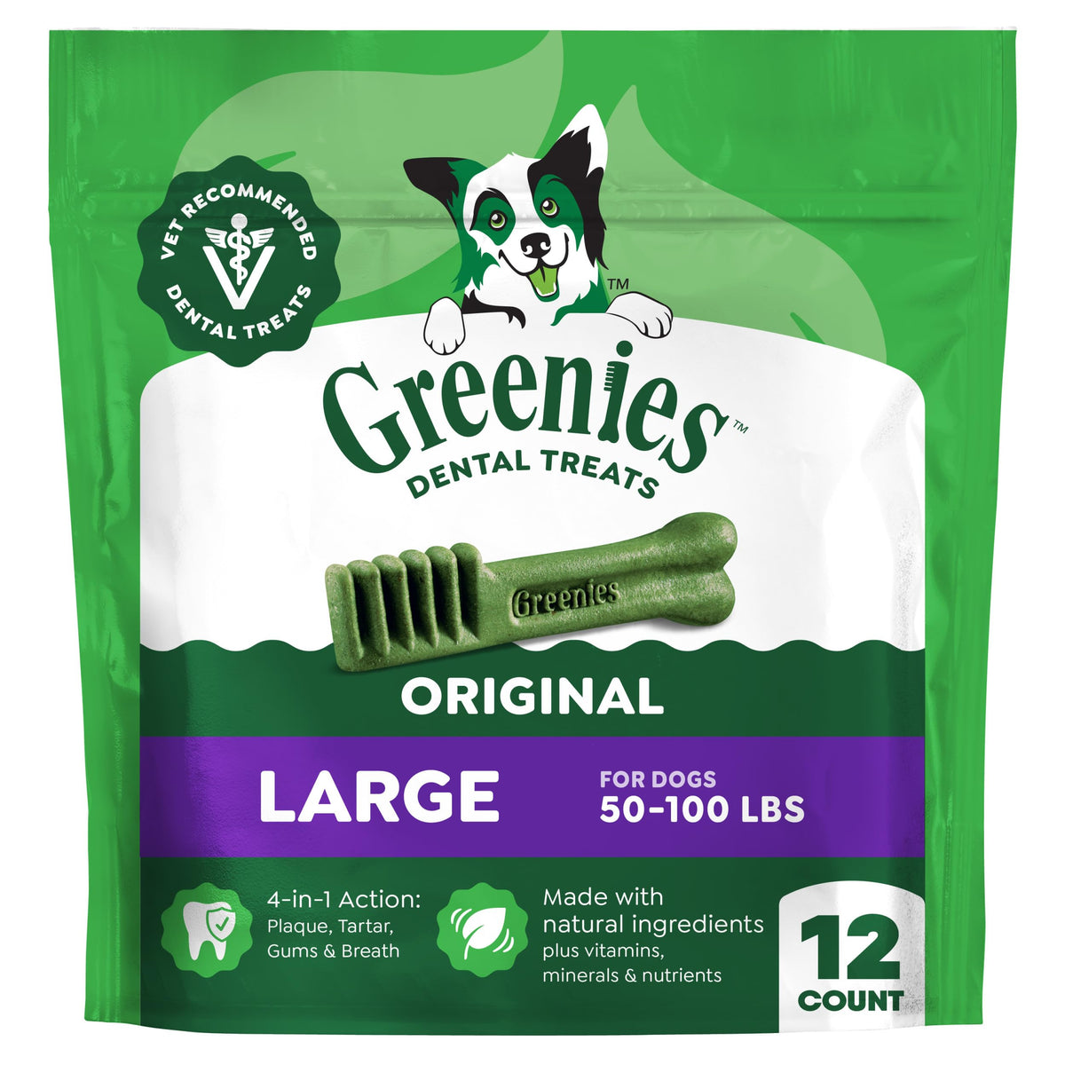 Greenies Large Natural Dental Dog Treats, Original Flavor, 17 Count