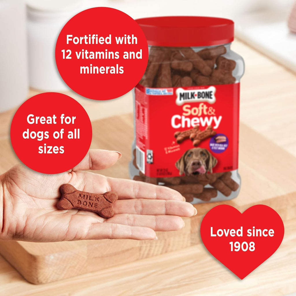 Milk-Bone Soft & Chewy Dog Treats, 25 Oz. Canister