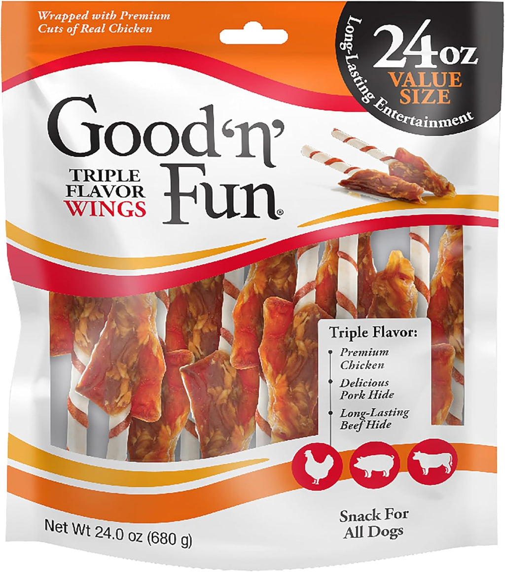 GOOD 'N' FUN Wings Long-Lasting Dog Treat Made with Real Protein, 24 oz