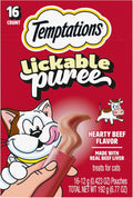 Temptations Creamy Puree Lickable Cat Treats, Beef Liver, 16 Count