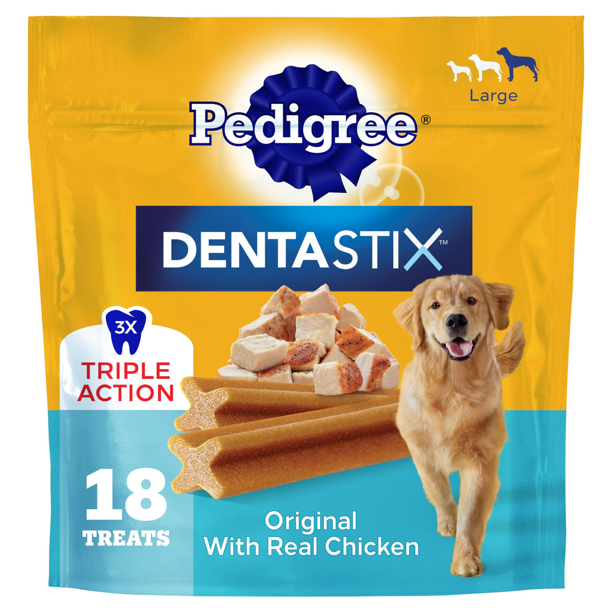 Pedigree Dentastix Large Breed Dental Dog Treats, Fresh, 36 Count