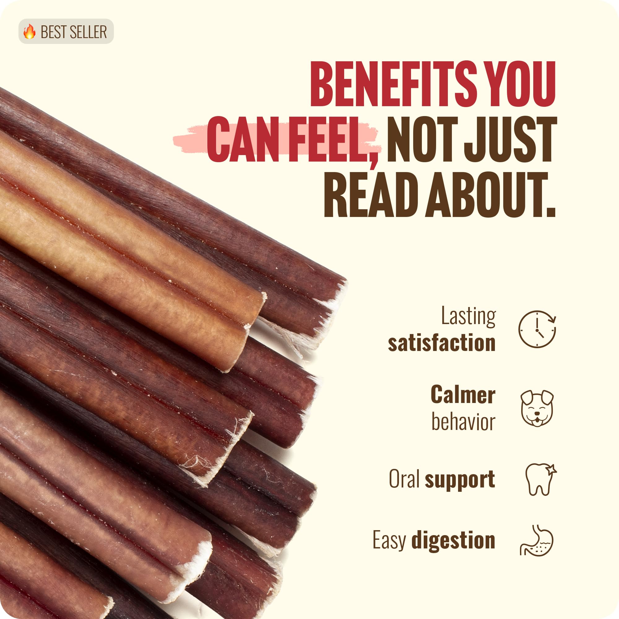 Natural Farm Odor-Free Bully Sticks (6 Inch, 25 count),1.3 lb. Bag, Fully Digestible 100% Beef Pizzle Chews,Grass-Fed, Non-GMO,Grain-Free, Natural Long-Lasting Chews for Small & Large Dogs. Pack of 25