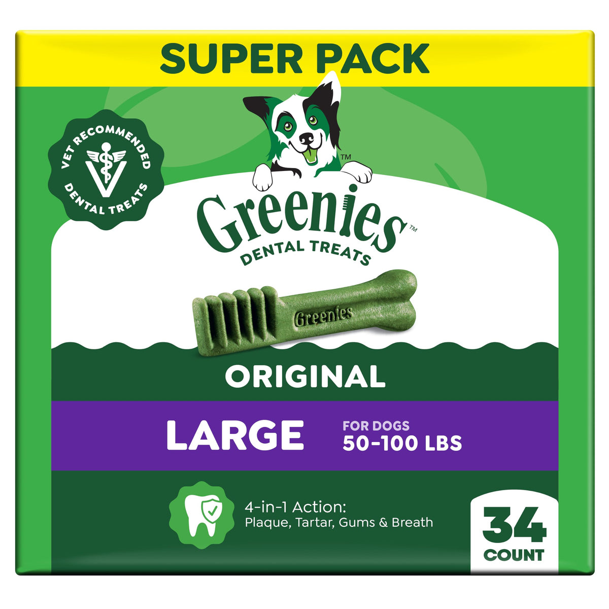 Greenies Large Natural Dental Dog Treats, Original Flavor, 17 Count