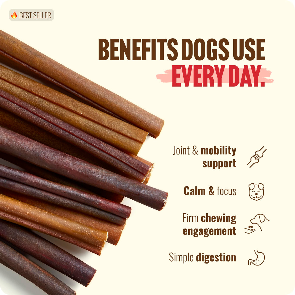 Natural Farm Odor-Free Bully Sticks (6 Inch, 25 count),1.3 lb. Bag, Fully Digestible 100% Beef Pizzle Chews,Grass-Fed, Non-GMO,Grain-Free, Natural Long-Lasting Chews for Small & Large Dogs. Pack of 25