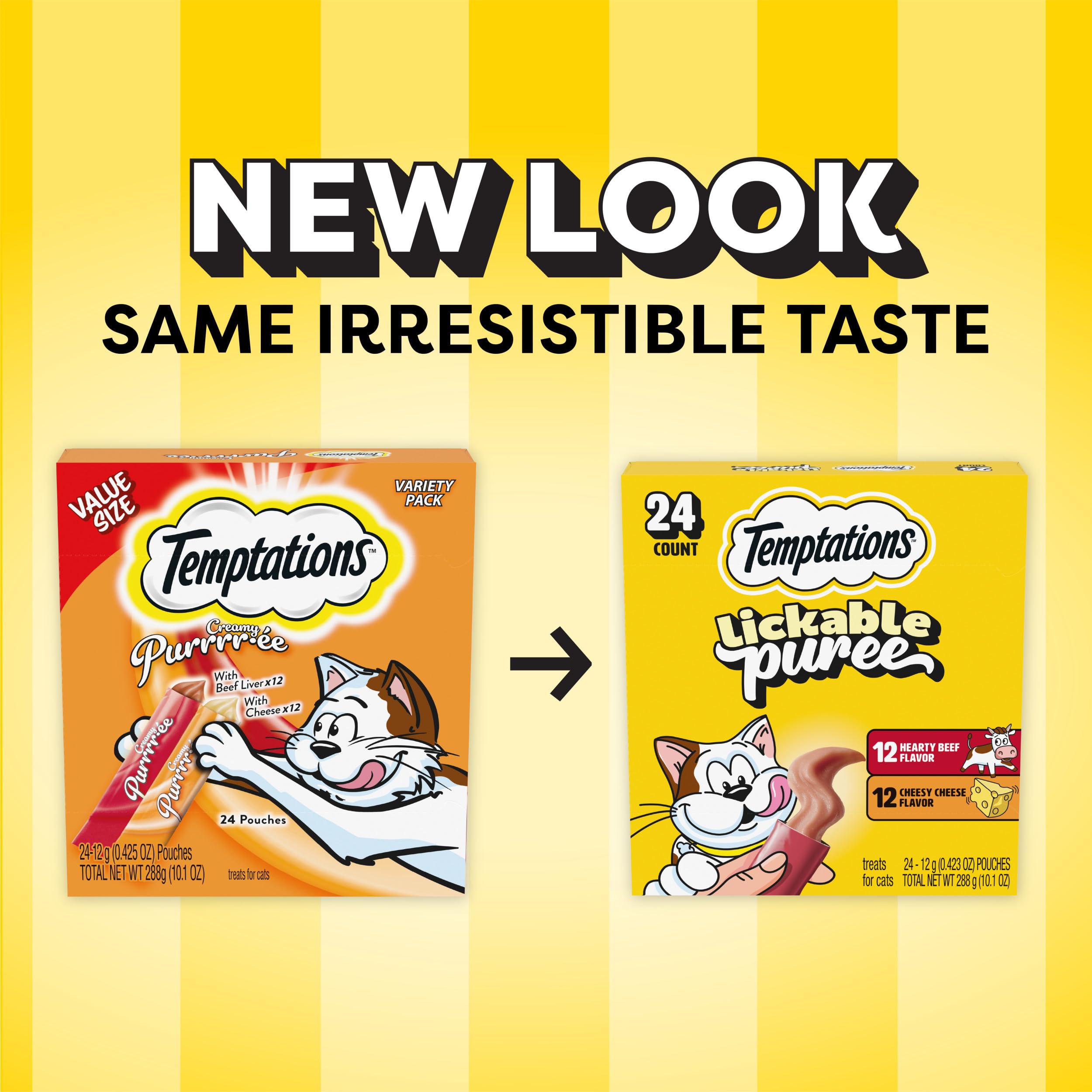 Temptations Creamy Puree Lickable Cat Treats, Beef Liver, 16 Count