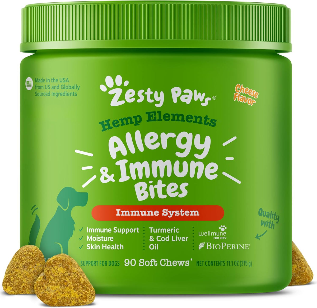 Zesty Paws Dog Allergy Chews - Dog Allergy Relief, Lamb, 90 Ct