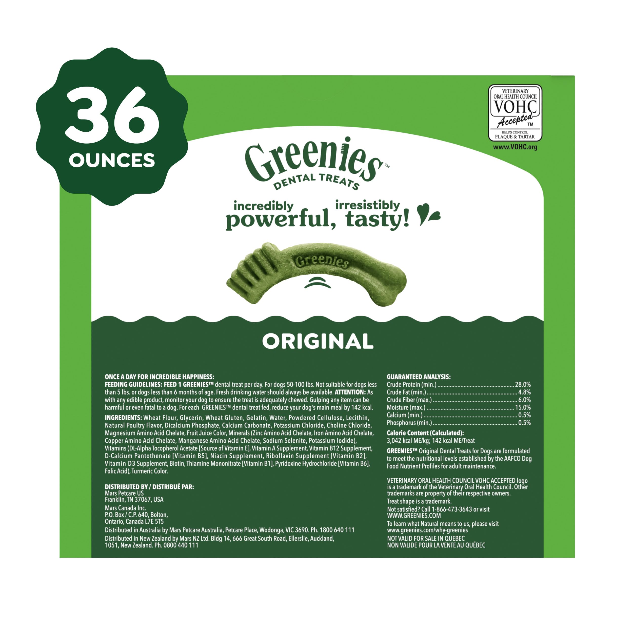 Greenies Large Natural Dental Dog Treats, Original Flavor, 17 Count