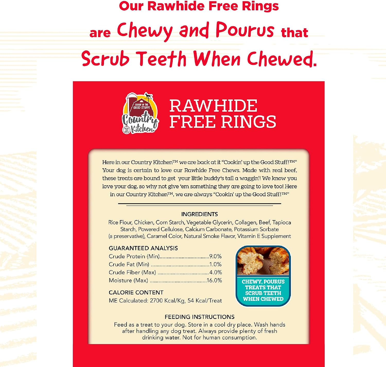 Country Kitchen Rawhide Free, Beef Twists Dog Chews, 9 Count (Pack of 12)
