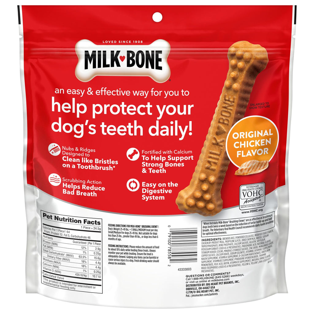 Milk-Bone Brushing Chews, Small/Medium, Original Flavor, 35 Dental Treats
