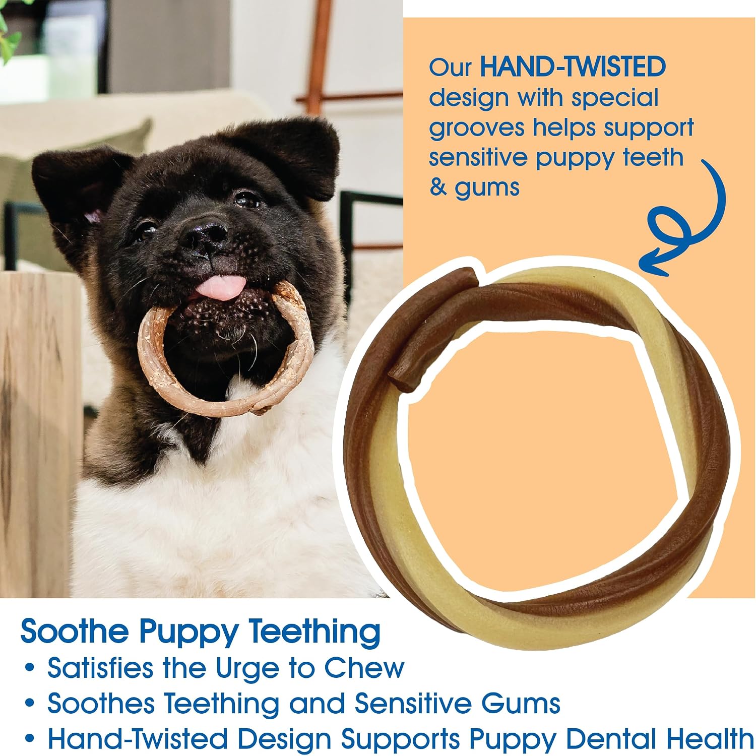 N-Bone Puppy Teething Rings, Chicken Flavor, Natural Puppy Teething Chews & Chew Treats, Helps Soothe Teething Gums, Calcium Enriched, 6 Rings