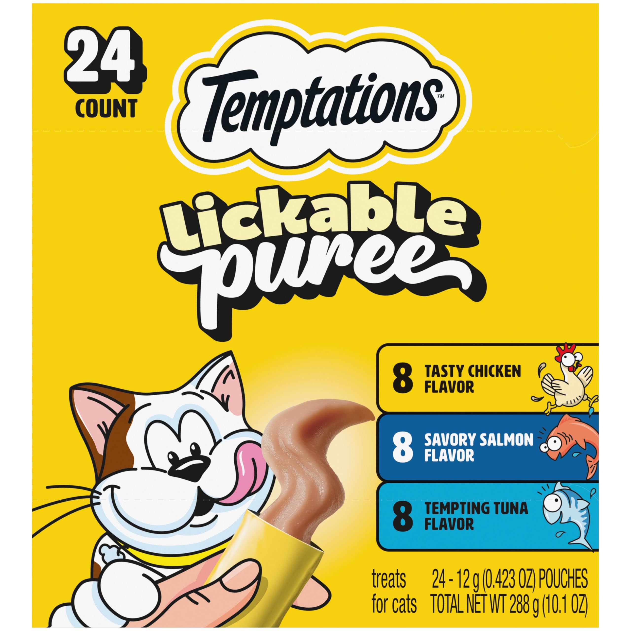 Temptations Creamy Puree Lickable Cat Treats, Beef Liver, 16 Count