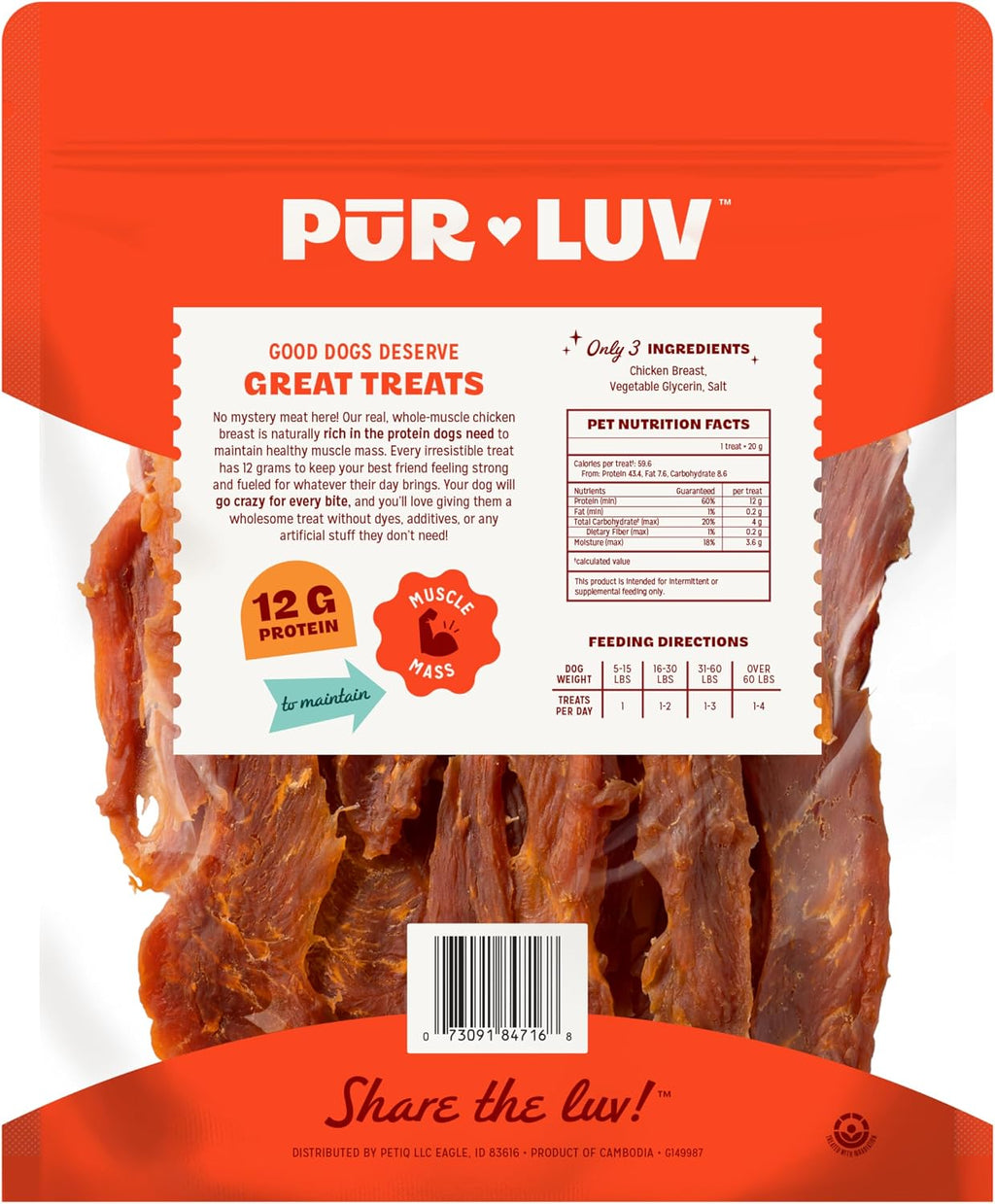 Pur Luv Dog Treats, K9 Kabobs Made with Real Chicken, Duck, and Sweet Potato, 12 Ounces, Dog Snacks, Healthy, Easily Digestible, Long-Lasting, High Protein Treat, Satisfies Urge to Chew