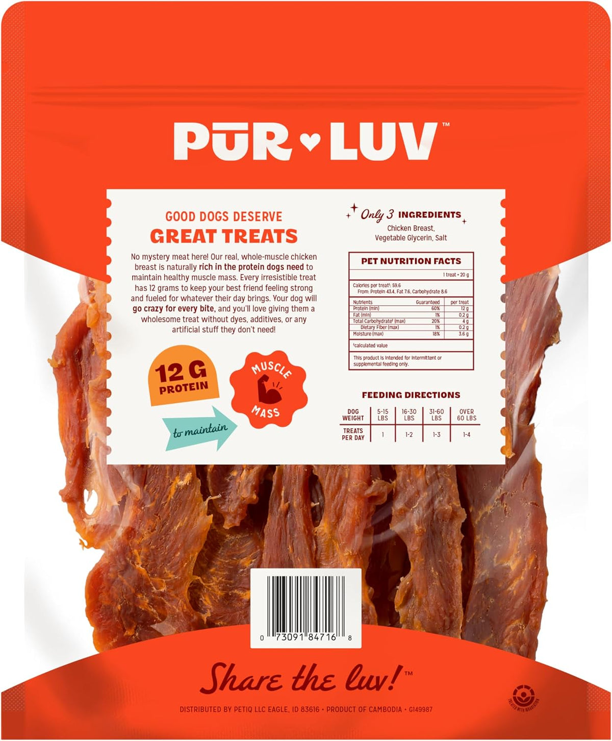 Pur Luv Dog Treats, K9 Kabobs Made with Real Chicken, Duck, and Sweet Potato, 12 Ounces, Dog Snacks, Healthy, Easily Digestible, Long-Lasting, High Protein Treat, Satisfies Urge to Chew