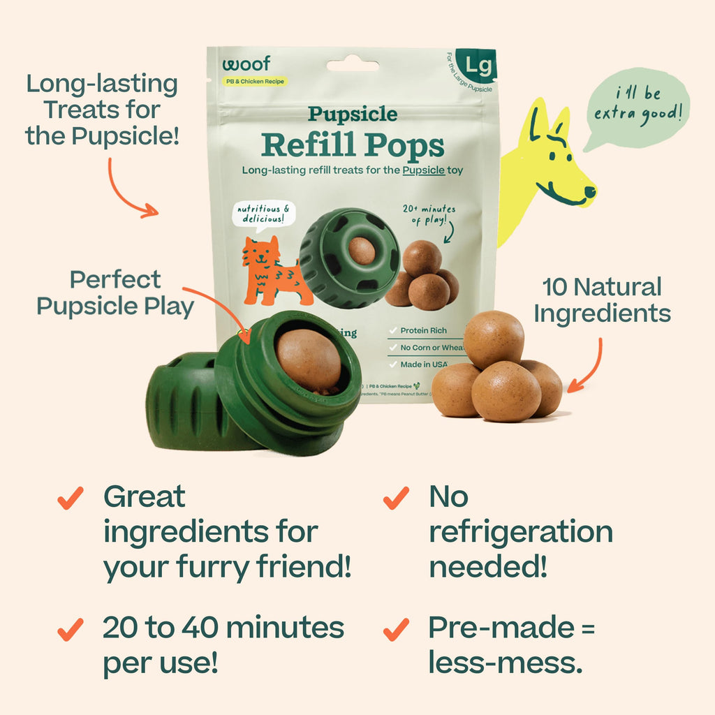 WOOF Pupsicle Peanut Butter & Beef Refill Pops Dog Treats, Large, 7 Count