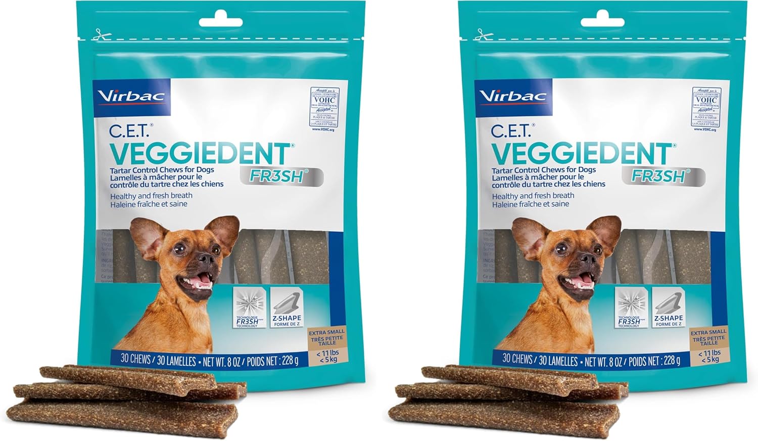 C.E.T. Veggiedent Fr3sh Plaque and Tartar Control Chews for Dogs, Medium