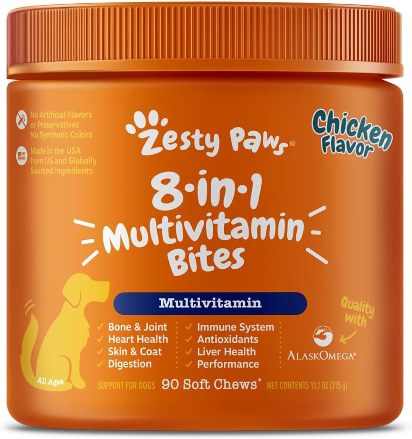 Zesty Paws Dog Vitamins - Dog Multivitamin Chews, Bison, 90 Ct